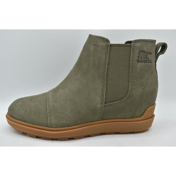 Sorel Womens Size 7.5 Evie II Chelsea Waterproof Stone Green Booties Boots Shoes - Picture 6 of 13